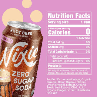 Nixie Organic Zero Sugar Soda, Root Beer, 12oz (Pack of 12)