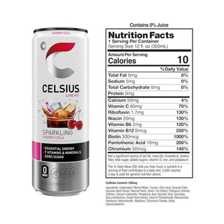 CELSIUS Sparkling Energy Drink, Cherry Cola, 12oz (Pack of 12)