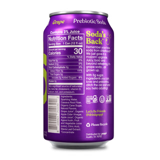 Poppi Prebiotic Soda, Grape, 12oz (Pack of 12)