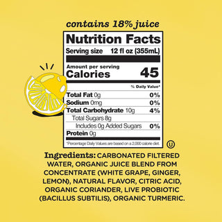 Culture Pop Sparkling Probiotic Soda, Ginger Lemon, 12oz (Pack of 12)