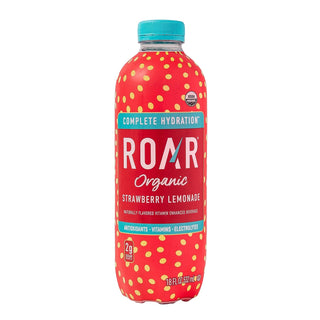 ROAR Complete Hydration Organic Drink, Strawberry Lemonade, 18 oz (Pack of 12)