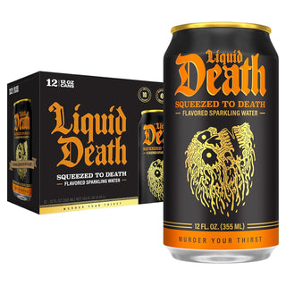 Liquid Death Sparkling Water, Squeezed to Death, 12oz (Pack of 12)
