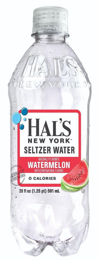 Hal's New York Seltzer Water 20oz, Watermelon (Pack of 24)