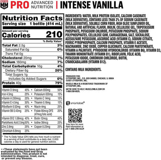 Muscle Milk PRO Series 40g Protein Shake, Intense Vanilla, 14oz (Pack of 12)
