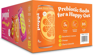 Poppi Prebiotic Soda, 3 Flavor Variety, 12oz (Pack of 15)