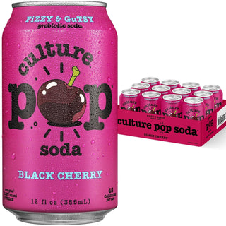 Culture Pop Sparkling Probiotic Soda, Black Cherry, 12oz (Pack of 12)
