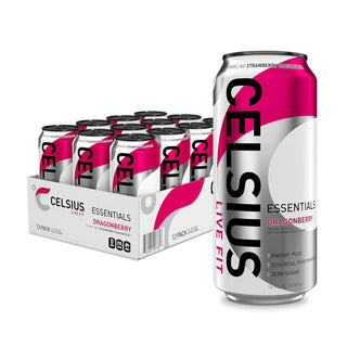 CELSIUS ESSENTIALS Sparkling Energy Drink, Dragonberry, 16oz (Pack of 12)