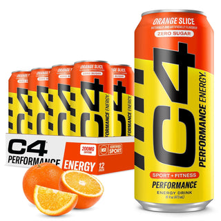 Cellucor C4 Performance Zero Sugar Energy Drink, Orange Slice, 16oz (Pack of 12)