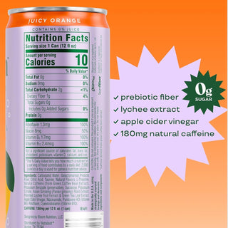 Bloom Sparkling Energy Drink, Juicy Orange, 12oz (Pack of 12)