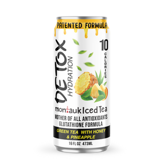 Montauk Iced Tea DETOX Hydration, Green Tea With Honey & Pineapple, 16oz (Pack of 12)