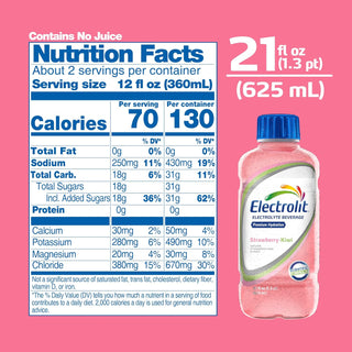 Electrolit Electrolyte Hydration Beverage, Strawberry Kiwi, 21oz (Pack of 12)