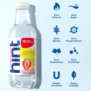 Hint Fruit-Infused Water, Strawberry Lemon, 16oz (Pack of 12)