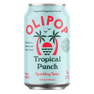 Olipop Sparkling Prebiotic Soda, Tropical Punch, 12oz (Pack of 12)