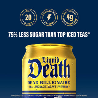 Liquid Death Iced Tea, Dead Billionaire, 12oz (Pack of 12)
