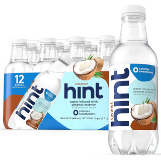 Hint Fruit-Infused Water, Coconut, 16oz (12 Pack)