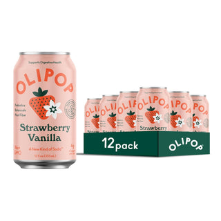 Olipop Sparkling Prebiotic Soda, Strawberry Vanilla, 12oz (Pack of 12)