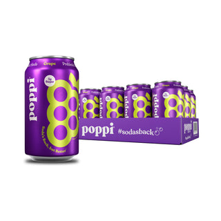Poppi Prebiotic Soda, Grape, 12oz (Pack of 12)