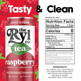 RYL Iced Tea, Raspberry, 16oz (Pack of 12)