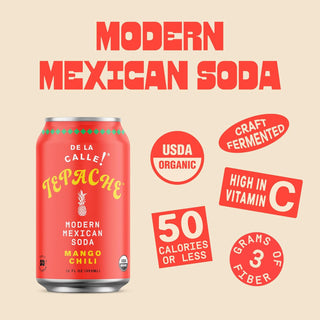 De La Calle Tepache Modern Mexican Soda, Mango Chili, 12oz (Pack of 12)
