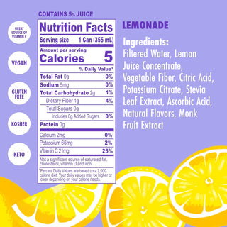 SWOON Sugar Free Lemonade, Classic Lemonade, 12oz (Pack of 12)