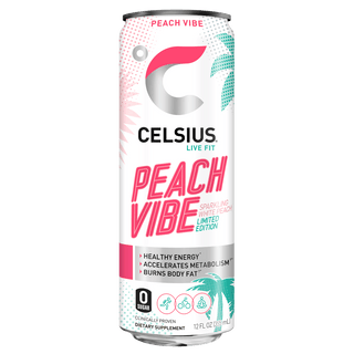 CELSIUS Sparkling Energy Drink, Peach Vibe, 12oz (Pack of 12)