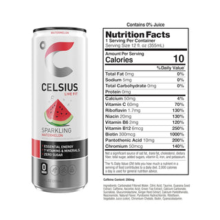 CELSIUS Sparkling Energy Drink, Watermelon, 12oz (Pack of 12)