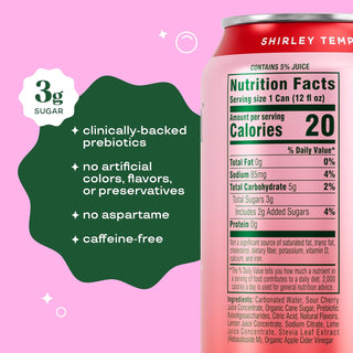 Bloom Pop Prebiotic Soda, Shirley Temple, 12oz (Pack of 12)