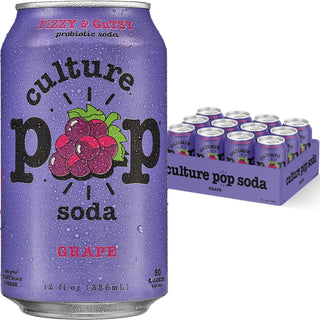 Culture Pop Sparkling Probiotic Soda, Grape, 12oz (Pack of 12)