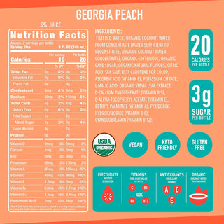 ROAR Complete Hydration Organic Drink, Georgia Peach, 18 oz (Pack of 12)