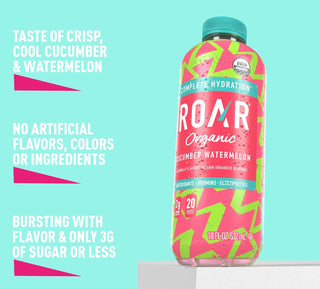 ROAR Complete Hydration Organic Drink, Cucumber Watermelon, 18 oz (Pack of 12)