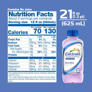 Electrolit Electrolyte Hydration Beverage, Berry Bliss, 21oz (Pack of 12)
