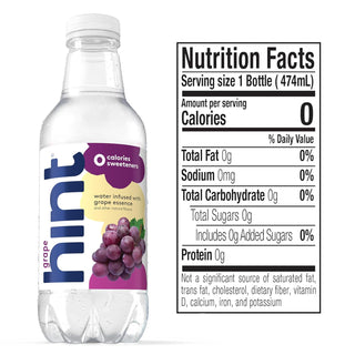Hint Fruit-Infused Water, Grape, 16oz (Pack of 12)
