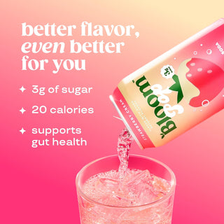 Bloom Pop Prebiotic Soda, Strawberry Cream, 12oz (Pack of 12)