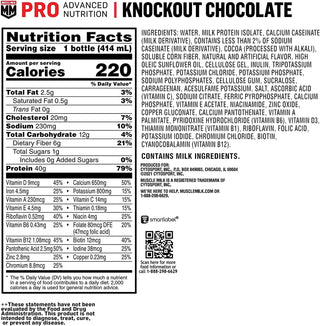 Muscle Milk PRO Series 40g Protein Shake, Knockout Chocolate, 14oz (Pack of 12)