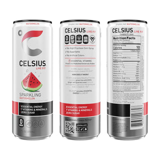 CELSIUS Sparkling Energy Drink, Watermelon, 12oz (Pack of 12)
