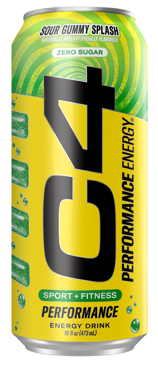 Cellucor C4 Performance Zero Sugar Energy Drink, Sour Gummy Splash, 16oz (Pack of 12)