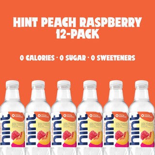 Hint Fruit-Infused Water, Peach Raspberry, 16oz (Pack of 12)