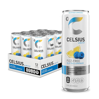 CELSIUS Fizz-Free Energy Drink, Blue Razz Lemonade, 12oz (Pack of 12)