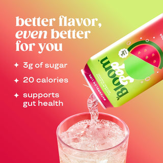 Bloom Pop Prebiotic Soda, Watermelon Lime, 12oz (Pack of 12)