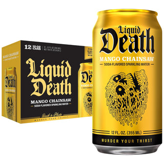 Liquid Death Flavored Sparkling Water, Mango Chainsaw, 12oz (Pack of 12)