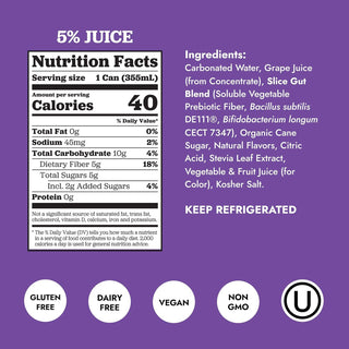 Slice Prebiotic & Probiotic Soda Pop, Grape, 12oz (Pack of 12)
