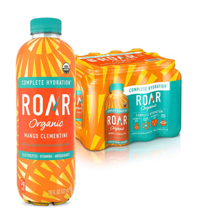 ROAR Complete Hydration Organic Drink, Mango Clementine, 18 oz (Pack of 12)