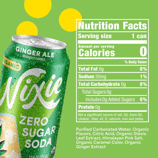 Nixie Organic Zero Sugar Soda, Ginger Ale, 12oz (Pack of 12)