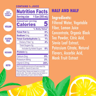 SWOON Sugar Free Lemonade, Half & Half, 12oz (Pack of 12)