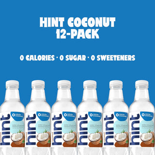 Hint Fruit-Infused Water, Coconut, 16oz (12 Pack)