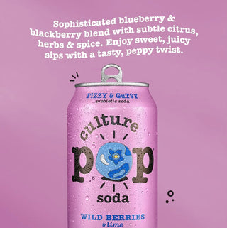 Culture Pop Sparkling Probiotic Soda, Wild Berries, 12oz (Pack of 12)