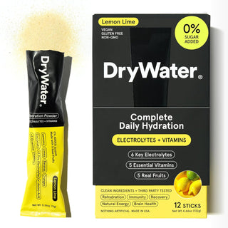 DryWater Electrolyte Powder Packets, Lemon Lime, 0.39oz (Pack of 12)