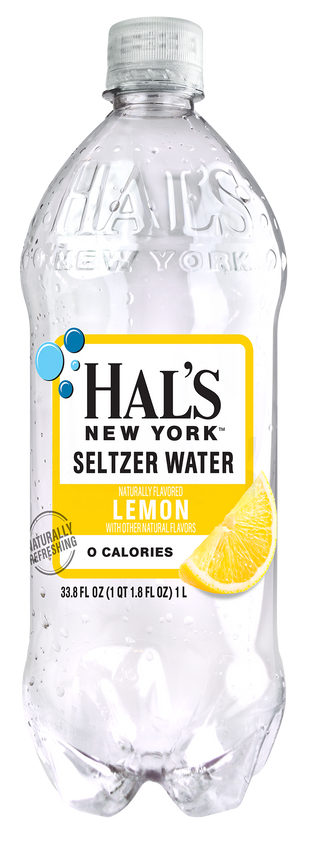 Hal's New York Seltzer Water, Lemon, 1 Liter (Pack of 15)