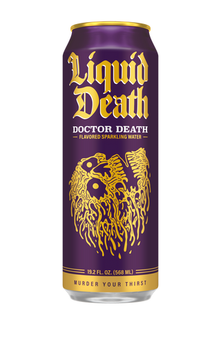 Liquid Death Sparkling Water, Doctor Death, 19.2oz King Size (Pack of 12)