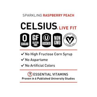 CELSIUS Sparkling Energy Drink, Raspberry Peach, 12oz (Pack of 12)